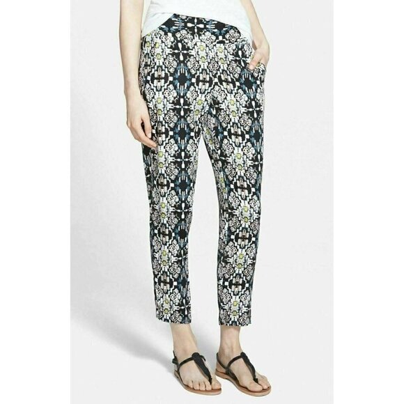 Ella Moss Womens Black 'Tierra' Print Ankle High Waist Pants Size M - Picture 6 of 12